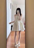 爾山集吊帶連衣裙純欲風辣妹蓬蓬裙女夏季新款清新甜美鏈條吊帶裙 米白色 S 曬單實拍圖