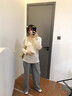 ELLIE & LUKE孕婦褲春夏外穿2025新款春秋季孕期小個(gè)子闊腿褲潮媽?xiě)言行蓍e褲子 煙灰色 L 曬單實(shí)拍圖