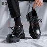 K.G.V大頭皮鞋男士商務(wù)休閑青少年正裝圓頭46大碼英倫風(fēng)增高厚底小皮鞋 黑色 款式 39 皮鞋碼=40運動(dòng)鞋碼 曬單實(shí)拍圖