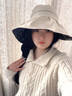 北極絨防曬帽女黑膠遮陽(yáng)漁夫帽夏季防紫外線(xiàn)蝴蝶結遮陽(yáng)帽戶(hù)外騎車(chē)遮臉帽 米色 54-60cm均碼 曬單實(shí)拍圖