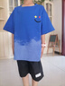 諾佳微淇男童夏季套裝2025新款兒童短袖夏裝運動(dòng)中大童衣服男孩帥氣童裝潮 藍色 150 曬單實(shí)拍圖
