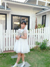 衣諾坊女童禮服裙夏款六一演出連衣裙花童女孩演出服 銀白紗裙 140cm 曬單實(shí)拍圖