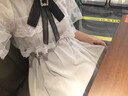 歐維沃日單rojita連衣裙短袖女士斗篷網紗大蝴蝶結蕾絲花邊氣質拼接長裙 杏色 S 曬單實拍圖