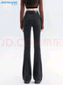 真維斯（JEANSWEST）牛仔褲女時尚微喇褲夏季高腰小個子休閑顯瘦褲子女黑色S 曬單實拍圖