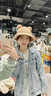 愛麥依美式復(fù)古藍色牛仔外套女夏2025新款寬松百搭設(shè)計感小眾襯衫外套 淺藍色 M 98-110斤 曬單實拍圖