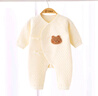 貝瑞加（Babyprints）寶寶連體衣秋冬夾棉連身衣系帶護肚爬服家居內衣柔軟 黃熊66 曬單實(shí)拍圖