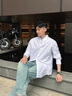Calvin KleinJeans25春夏男女情侶中性商務(wù)休閑ck純色牛津紡長(cháng)袖襯衫40EM125YAA-月光白L 曬單實(shí)拍圖