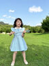 G.DUCKKIDS小黃鴨童裝兒童裙子夏季新款愛(ài)莎公主裙時(shí)髦中小童女寶飛袖POLO裙 藍(lán)色 100 (建議90cm 3-4歲左右)cm 曬單實(shí)拍圖