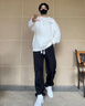 李寧（LI-NING）外套衛(wèi)衣男春秋季男士裝長袖印花套頭圓領(lǐng)寬松套頭衫跑步運動服飾 白色/藍色（LINING+常規(guī)款） 2XL 曬單實拍圖
