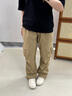 MMOPTOP美式多口袋工裝褲子春夏季男士痞帥傘兵直筒休閑褲MXXK10 卡其 XL 曬單實(shí)拍圖