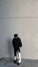 POUM 美式高街vibe黑白拼接破洞牛仔褲男士秋季修身顯瘦直筒微喇褲子 SXNZ-766拼接色 XL 曬單實(shí)拍圖