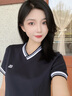 ELLE ACTIVE氣質(zhì)V領針織連衣裙女子夏季新款撞色百搭過膝a字裙長裙涼感運動裙 藏青色 S 曬單實拍圖