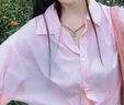 森馬（Semir）長袖襯衫女中長款涼感防曬衣純色寬松干練襯衣外套百搭可疊穿白色 粉紅60016 L /165/88A 曬單實拍圖