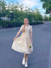 JRET2025新款v領(lǐng)杏色小個子連衣裙女夏茶歇法式顯瘦氣質(zhì)海邊度假長裙 【裙子】 L 55/60kg 曬單實(shí)拍圖
