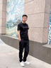卡賓（CABBEEN）【四面彈】休閑褲男時(shí)尚潮流反光銀印花褲子潮牌春秋長(zhǎng)褲子男褲 煤黑色01 XL /180/52 曬單實(shí)拍圖