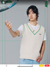 LACOSTE【王一博同款】法國鱷魚男女同款25新款V領背心|AH9302 GIH/米色/綠色飾邊 M 曬單實拍圖