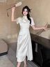 唐菓蜜新中式連衣裙女2025夏季新款女裝國(guó)風(fēng)溫柔氣質(zhì)開(kāi)衩旗袍裙子夏天 杏色 M 曬單實(shí)拍圖