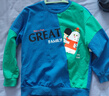 歌瑞家（greatfamily）兒童衛衣春秋男女童童裝休閑寬松萌趣卡通運動(dòng)圓領(lǐng) 樂(lè )友 藍綠拼色 130cm 曬單實(shí)拍圖