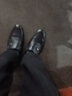 老人頭皮鞋男夏季真皮男鞋透氣正裝鞋中老年爸爸鞋舒適皮鞋男鞋皮涼鞋 黑色-平跟-鏤空 42 曬單實拍圖
