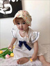 文枝新生嬰幼兒帽子春夏季薄款0-3-6-12個月女寶寶棉遮陽兒童帽初生 小湫米色宮廷帽 帽圍40-48cm （建議3-20個月） 曬單實拍圖