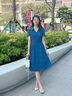 薇洛萱輕熟風(fēng)輕奢時(shí)尚連衣裙女裝2025夏天季新款氣質(zhì)遮肚子純色裙子0232 孔雀藍(lán) M 建議90-102斤 曬單實(shí)拍圖