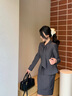 AD西裝外套春裝女2025新款輕奢高級感套裝氣質(zhì)名媛灰色西服兩件套 深灰色西裝 S 曬單實(shí)拍圖