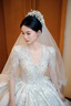 勤馳法式婚紗新娘主紗緞面紗禮服新娘新款高級質感小個子在逃公 拖尾款送頭紗+手套+裙撐 3XL 均碼 曬單實拍圖