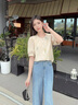 香影藍(lán)色直筒窄版闊腿牛仔褲女2025夏裝新款寬松顯瘦垂墜感拖地褲 牛仔藍(lán) S 155/80A/85-95斤 曬單實(shí)拍圖