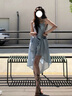 渝鼎福三穿法式蝴蝶結(jié)吊帶連衣裙女夏季純欲小個(gè)子修身顯瘦收腰A字無袖 氣質(zhì)藍(lán)【一裙多穿-長/中/短裙】 M 【100-110斤】 曬單實(shí)拍圖