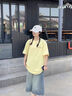 ICH MODE美式彩繡短袖T恤女2025新款夏季多巴胺上衣休閑寬松半袖男 黃色 L 曬單實(shí)拍圖