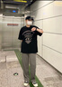 Shelley Jones冰絲休閑褲男夏季薄款垂墜感直筒闊腿褲寬松韓版潮流情侶長褲子 灰色 XL 曬單實拍圖