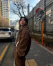 DAVID&ME休閑運(yùn)動(dòng)衛(wèi)衣套裝男春秋美式復(fù)古豎條紋理重磅連帽外套直筒闊腿褲 深棕色衛(wèi)衣 L 曬單實(shí)拍圖