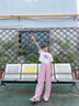 優(yōu)優(yōu)1點（Yoyo one）工裝褲女童夏季套裝2025新款兒童短袖運動服潮酷夏裝大童夏天衣服 15029藍色+18897漸變色 160 160cm 曬單實拍圖