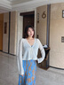 歌力思（ELLASSAY）2025春夏新款萊賽爾法式手鉤系帶鏤空鉤花針織衫女EWD361M02300 純凈白 XS 曬單實(shí)拍圖
