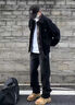 FOG SKY牛仔褲男春夏季美式潮牌微喇褲寬松休閑春季直筒褲顯瘦顯高褲子男 HTNZ-G113黑色 L （建議130-140斤） 曬單實(shí)拍圖