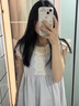 FSHE夏日悠悠藍(lán)色小飛袖上衣女夏季新款甜美收腰圓領(lǐng)小衫連衣裙女 甜甜白云杏色半身裙 S 曬單實(shí)拍圖