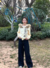 衣品天成2025春夏季牛仔褲女士純棉高腰遮肉顯瘦長褲寬松拖地闊腿褲子女 曬單實拍圖