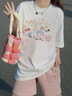 麓格立t恤女短袖新款潮流夏季衣服女裝寬松半袖高顏值上衣長款遮臀 白色L【建議100斤-120斤】 曬單實(shí)拍圖