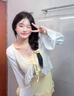 栢啟歆分體泳衣女2025夏季新款甜美少女小胸聚攏遮肚子吊帶三件套泳裝 淡黃三件套 均碼 【建議70-115斤】 曬單實(shí)拍圖