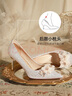 ZHR高跟鞋女絨面秀禾婚鞋女氣質(zhì)新娘鞋子女細(xì)跟單鞋女 BQ125 紅色37 曬單實(shí)拍圖