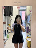 普拉施pulassi泳衣女款游泳館泳裝2025新款大碼泡溫泉連體短褲游泳衣 酷黑紫 L （159-164cm）建議50-58kg 曬單實(shí)拍圖