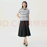 哥弟真的好（GIRDEAR）女裝休閑拼色條紋百搭肌理針織T恤衫女A301475 白底黑條 S (2碼) 曬單實(shí)拍圖