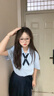 柏潮藍色襯衫上衣+高腰百褶裙套裝女日系學院風甜美減齡jk制服兩件套 藏青色百褶裙 【有安全褲】 XL【建議120-135斤】 曬單實拍圖