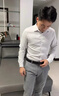 ZMEX長袖襯衫男修身商務春秋休閑男裝韓版輕奢潮流純色男士襯衣男 白色 XL 曬單實拍圖