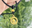 中國黃金（CHINA GOLD）生肖蛇平安扣黃金項鏈男女款足金福字珠吊墜情人節生日禮物送女友 蛇平安扣福字珠項鏈【黑繩】約0.4g 曬單實(shí)拍圖