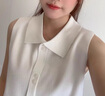 浪莎（LangSha）高檔疊穿襯衫領(lǐng)無(wú)袖羊毛背心女西裝開(kāi)衫內(nèi)搭翻領(lǐng)針織袖打底衫 白色 XL 體重120到135 曬單實(shí)拍圖