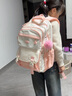 書包初中生女高顏值高中小學(xué)生4-6年級(jí)大容量減負(fù)護(hù)脊藍(lán)色雙肩包 粉色+毛球掛飾+2五角星 曬單實(shí)拍圖