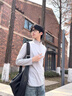 名創(chuàng)優(yōu)品（MINISO）防曬打底衫男款秋季UPF50+防紫外線內(nèi)搭速干運動半拉鏈長袖t恤男 淺灰(純色) L /175(抗菌易去污) 曬單實拍圖