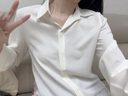 XHUE真絲襯衫100%桑蠶絲女士春季純色百搭襯衫女長(cháng)袖職業(yè)復古港風(fēng)女裝 白色（升級款） L（100-110） 曬單實(shí)拍圖