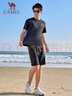 駱駝（CAMEL）速干運動服男短袖T恤褲跑步兩件套裝 J15BAXLN077 幻影黑 L 曬單實拍圖